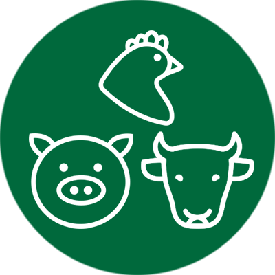 Icon mit Huhn, Schwein und Rind